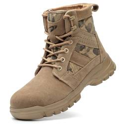 COOU Arbeitsschuhe Herren Damen Leicht Sicherheitsschuhe Hoch Sportlich Sicherheitsstiefel Bequem Schutzschuhe mit Stahlkappen 151/Khaki38 von COOU