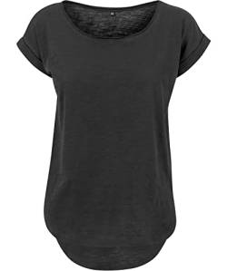 COOZO Damen Lang Slub T-Shirt - Schwarz - 4XL von COOZO