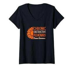 Damen COPD Bewusstsein für chronisch obstruktive Lungenerkrankungen T-Shirt mit V-Ausschnitt von COPD Awareness Lung Disease Awareness