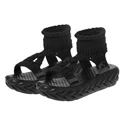 COSMEVIVI 1 Paar Gestrickte Wollsandalen Zehentrenner Im Sommer Sommersandalen Sommer Hausschuhe Rutschschuhe Für Damen Plattformrutschen Mit Offener Zehenpartie Damen Keilsandalen Black von COSMEVIVI