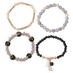 COSMEVIVI 1Stk Quasten geschichtetes Kristallarmband Böhmische stapelbare Armbänder Mädchen-Ornamente Multilayer bracelet Tassel bangle mehrschichtiges Armband Quasten Armband Kieselgel von COSMEVIVI