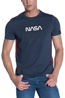 Herren T-Shirt NASA Kurzarm Rundhals NASA-Logo Shirt Baumwolle Druck von COURSE