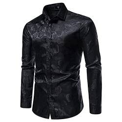 Herren Langarm Floral Business Hemd Slim Fit Button Down Print Freizeithemd Herren Blumen Hemden Bunte Hemd Langarmhemd Muster Paisley Freizeitshemd Langarm Casual Shirt Satin Blumen Muster Hemd von COZYDAY