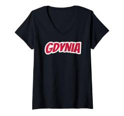 Damen Gdynia Polen Flagge, Polnische Flagge, Gdingen T-Shirt mit V-Ausschnitt von CQ Polen Urlaub Design