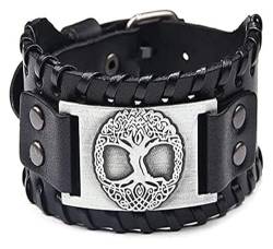 CQCQC Armbänder for Männer – Armband Punk-Leder-Manschette, Gothic-Armband, nordisches Amulett, Talisman, keltischer heidnischer Schmuck(F) von CQCQC