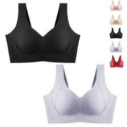 Bügelloser BH mit seitlicher Abdeckung und Anti-Durchhang, bequemer bügelloser Shaper-BH, Push-up-BH ohne Bügel für Damen (Black+Grey,3XL) von CQSVUJ