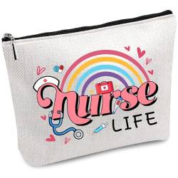 CREATCABIN Krankenschwester-Make-Up-Tasche,Canvas,Krankenschwester-Überlebenskit-Tasche,Kosmetiktasche,Mehrzweck-Stifteetui,Reißverschluss,Kulturbeutel,Reisetasche,Geldbörse,Beutel,Für Frauen,25x18cm von CREATCABIN