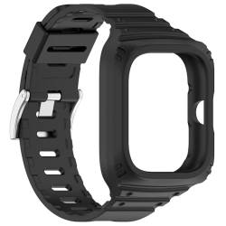 CRGANGZY 2-in-1-Gehäuse for Redmi Watch 4 + Armband, Silikon-Smartwatch-Schutzhülle und Armband, schweißfestes Uhrenarmband + Schutzhülle, Uhrenzubehör (schwarz) von CRGANGZY