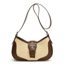 CRGANGZY Nischen-Design-Unterarmtasche, PU-Leder, modische Handtasche, Y2K-Hobo-Tasche für Damen, Arbeit, Einkaufen, Reisen (braun) von CRGANGZY