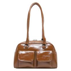 CRGANGZY PU-Leder-Umhängetasche, modische Umhängetasche, Damen-Tasche mit Tragegriff, Y2k, for Frauen, Arbeit, Einkaufen, Reisen (braun) von CRGANGZY