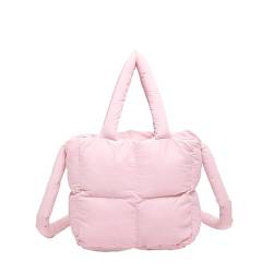 CRGANGZY Puffer-Einkaufstasche, gesteppte bauschige Handtasche, weich gepolsterte Hobo-Tasche, leichte Kissen-Shopper-Tasche für Damen, Arbeit, Reisen (Rosa) von CRGANGZY