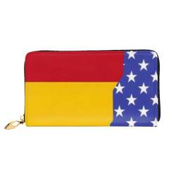 CRJSYCBYB Geldbörse mit amerikanischer Spanien-Flagge, bedruckt, echtes Leder, Clutch, tragbare Reisetasche, Amerikanische Spanien-Flagge, Einheitsgröße von CRJSYCBYB