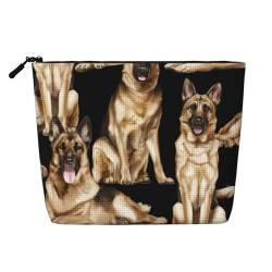 CRJSYCBYB Make-up-Tasche aus künstlichem Hanf, Motiv: Deutscher Schäferhund, Reise-Kulturbeutel, tragbare Kosmetiktasche, Schwarz , Einheitsgröße von CRJSYCBYB