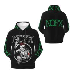 CRYBF Nofx Herren Kapuzenpullover mit Logo, Langarm, weiches Sweatshirt für große Jungen, Kapuzen-Fans, Merch-Tops mit Tasche, Schwarz, Schwarz , XXL von CRYBF