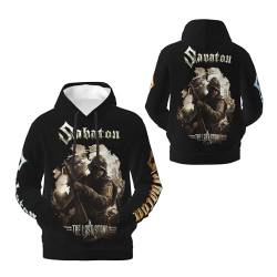 Sabaton Herren Kapuzenpullover mit Logo-Grafik, langärmelig, weiches Sweatshirt für Herren, große Jungen, Kapuzen-Fans, Merch-Tops mit Tasche, Schwarz , XL von CRYBF