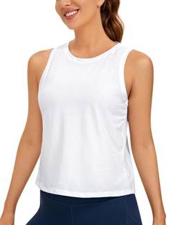 CRZ YOGA Damen Pima Baumwolle Ärmelloses Locker Tank Tops Übung Gym Yoga Tops Athletische Shirts Weiss 42 von CRZ YOGA