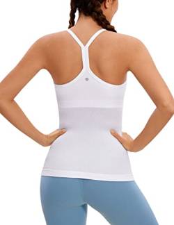 CRZ YOGA Damen Sport Tank Top Racerback Ärmelloses Shirt Sommer Leichte Yoga Tops Elastische Fitness Oberteile Weiss 42 von CRZ YOGA