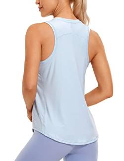 CRZ YOGA Damen Sport Tank Top Racerback Ärmelloses Yoga Oberteile Sommer Fitness Tops Gym Leichte Sporttop Blaues Leinen 38 von CRZ YOGA