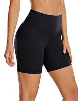 CRZ YOGA Womens Kurze Sporthose Laufshorts Sommer Radlerhose High Waist Yoga Fitness Shorts - ButterLuxe - 15cm Schwarz 38 von CRZ YOGA