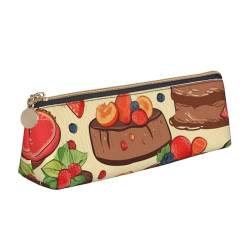 CSGJMYGS Federmäppchen aus Leder, Federmäppchen für Obstkuchen, große Kapazität, Bleistift-Organizer mit Reißverschluss, tragbare Reise-Make-up-Tasche, Schreibtisch-Organizer für Damen und Herren, von CSGJMYGS