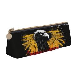 CSGJMYGS Federmäppchen aus Leder, Motiv: Deutschland-Flagge, Adler, große Kapazität, Bleistift-Organizer mit Reißverschluss, tragbare Reise-Make-up-Tasche, Schreibtisch-Organizer für Damen und Herren, von CSGJMYGS