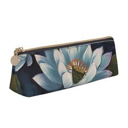 CSGJMYGS Federmäppchen aus Leder, handbemalte Blumen, große Kapazität, Bleistift-Organizer mit Reißverschluss, tragbare Reise-Make-up-Tasche, Schreibtisch-Organizer für Damen und Herren, weiß, von CSGJMYGS