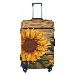 CSGJMYGS Paint Wooden Board Sunflower Luggage Covers for Suitcase Washable Suitcase Cover Fashion Stretch Suitcase Protector Cover Anti-Scratch Luggage Covers Fit 18-32 Inch Luggage Small, Black, S, von CSGJMYGS