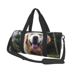 Funny Golden Retriever Reisetasche, Handgepäcktasche, Wochenendtasche, Übernachtungstasche, Sport, Turnbeutel für Damen und Herren, faltbar, runde Reisetasche für Reisen, Sport, Fitnessstudio, von CSGJMYGS