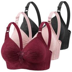 3er Pack BH Damen ohne Bügel Nahtloser Bra Push Up BHS Sexy Starker Halt Große Brüste Klassische Bustier Soft Bequemer Bralette Fitness Dessous Crop Top für Alltag von CSHE