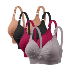 CSHE BH Damen ohne Bügel Push Up Sport BH Set Frauen Komfortable Übergröße Atmungsaktiv BHS Yoga-BH Women Bra für Schlafen Yoga Gym Outdoor Fitness 4er Pack von CSHE