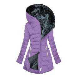 CSHE Wintermantel Damen Winterjacke Warme Gefüttert Steppjacke Lange Daunenjacke mit Kapuze Parka Langarm Winterparka Einfarbig Hoodie Reißverschluss Jacke Baumwolle Mantel Winddicht Outdoorjacke von CSHE