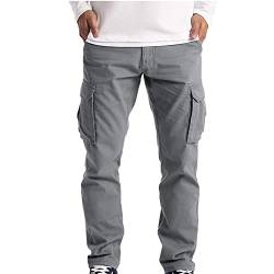 Herren Lang Outdoorhose Casual Baumwolle Cargohose Regulär Fit Sporthose Einfarbig Chino Cargo Hose Vintage High Waist Jogginghose mit Multi Taschen Wanderhose Jogging Freizeithose Männer von CSHE