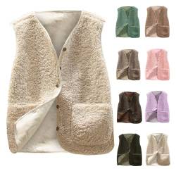 Teddy Fleece Weste DamenHerbst Winter Warm Ärmellos Westen Pelzjacke Leicht Casual Einfarbig Damenweste Herbstmantel Weste Damen Ärmellos Teddyfleece Jacke Fleece Winterweste Winter Warme Fleeceweste von CSHE