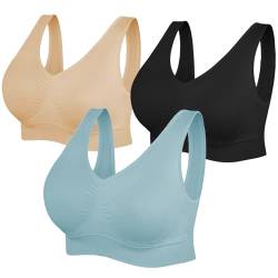 CSKJ BH Damen Sport BH Frauen Bra für Ohne Bügel Bustier Bra Mit Polstern Atmungsaktiv Bügelloser BH Push Up Bequem Bustiers BH Gepolstert von CSKJ