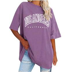 CSKJ Damen Oberteile Oversized Tshirt Damen Tshirt Damen Meine bestellungen anzeigen italienische Mode Damen Bekleidung Damen los Angeles Tshirt Longshirt Damen lässig für Leggings von CSKJ