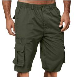 CSWH Herren Sommer Shorts Cargohose Männer Einfarbiges Kurze Hose mit 6 Taschen Male Casual Bermuda Short Regulär Fit Sommerhose Elastischer Bund Sporthose Freizeithose Laufshorts von CSWH