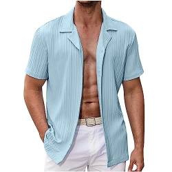 Herren Kurzarm Unifarben Hemden Leinenhemd Freizeithemd 2024 Männer Klassische Passung Button Down Hemd Jungen Sommer T Shirts Tops Oberteile von CSWH