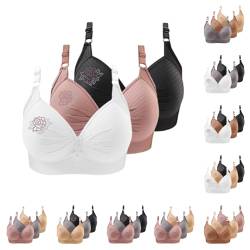 CSYX 3er Pack BH Damen Ohne Bügel Push Up BH Set Frauen Grosse Grössen Klassische BH mit verstellbarem Weich Atmungsaktiver Bequem BHS Set Bustier für Alltag von CSYX