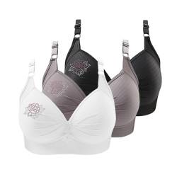 CSYX 3er Pack BH Damen Ohne Bügel Push Up BH Set Frauen Grosse Grössen Klassische BH mit verstellbarem Weich Atmungsaktiver Bequem BHS Set Bustier für Alltag von CSYX