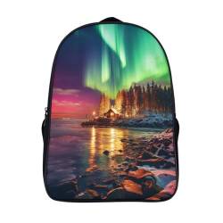 CTAMM Norwegian Nordlichter Kids Schulranzen Aurora Ergonomische Ultraleichte Schultasche Kinder Teenager Schulrucksack Grundschule Schultaschen Klasse Rucksack 16inch von CTAMM