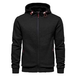 CTU Herren Hoodies Sweatshirts Jacken Langarm Fleece Zip Up Hoodies für Männer S-4XL, Schwarz , XL von CTU