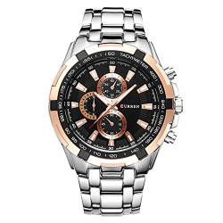 Curren 8023 Herren-Sport-Armbanduhr, wasserdicht, Edelstahl, Quarz-Armbanduhr Rose gold silver black von CURREN