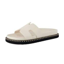 CUSHIONAIRE Damen Crisp Footbed Slide Sandale mit +Komfort, breite Breiten erhältlich, Cream, 37.5 EU von CUSHIONAIRE