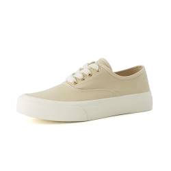 CUSHIONAIRE Freshman Sneaker aus Segeltuch für Damen mit Memory-Schaum, breite Breiten verfügbar, lässige Wanderschuhe, leicht und bequem, Khaki-Canvas, 38 EU von CUSHIONAIRE