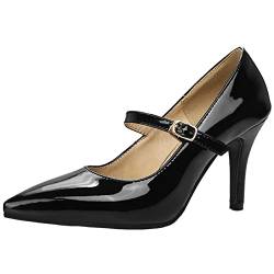 CUTEHEELS Damen Sexy Rückengurt Spitze Zehenpumps mit Stilettos (Schwarz, 52) von CUTEHEELS