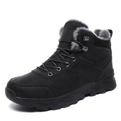 CUTEHEELS Herren Outdoor Wanderstiefel Strapazierfähige Schneestiefel mit Rutschfester Laufsohle und Dickem Kunstfellfutter (Schwarz, 41 EU) von CUTEHEELS