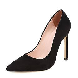 CUTEHEELS Lässige Pumps zum Hineinschlüpfen für Damen mit Stiletto-Absatz und Spitzer Zehenpartie für OL (Schwarz, 41) von CUTEHEELS