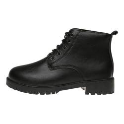 CUTeFiorino Britische Kurze Stiefel für Damen im Frühling, und Winter mit runder Spitze und Dicker Sohle, vielseitige Schwarze High-End-Stiefeletten in großen Größen Compatible with (Black, 40) von CUTeFiorino