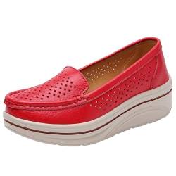 CUTeFiorino Damenschuhe 43 Getragen Womens Shoes Ethnic Casual Shoes Summer Fashion Hollow Breathable Flat Heel Soft Sole Casual Shoes Damenschuhe Winter 39 (Watermelon Red, 41) von CUTeFiorino