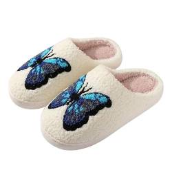 CUTeFiorino Halloween Weihnachtspantoffeln Urlaubspantoffeln Hausschuhe Slipper für Frauen Flauschige Hausschuhe für drinnen und draußen Compatible with Motorrad Schuhe Damen 37 (White, 40) von CUTeFiorino